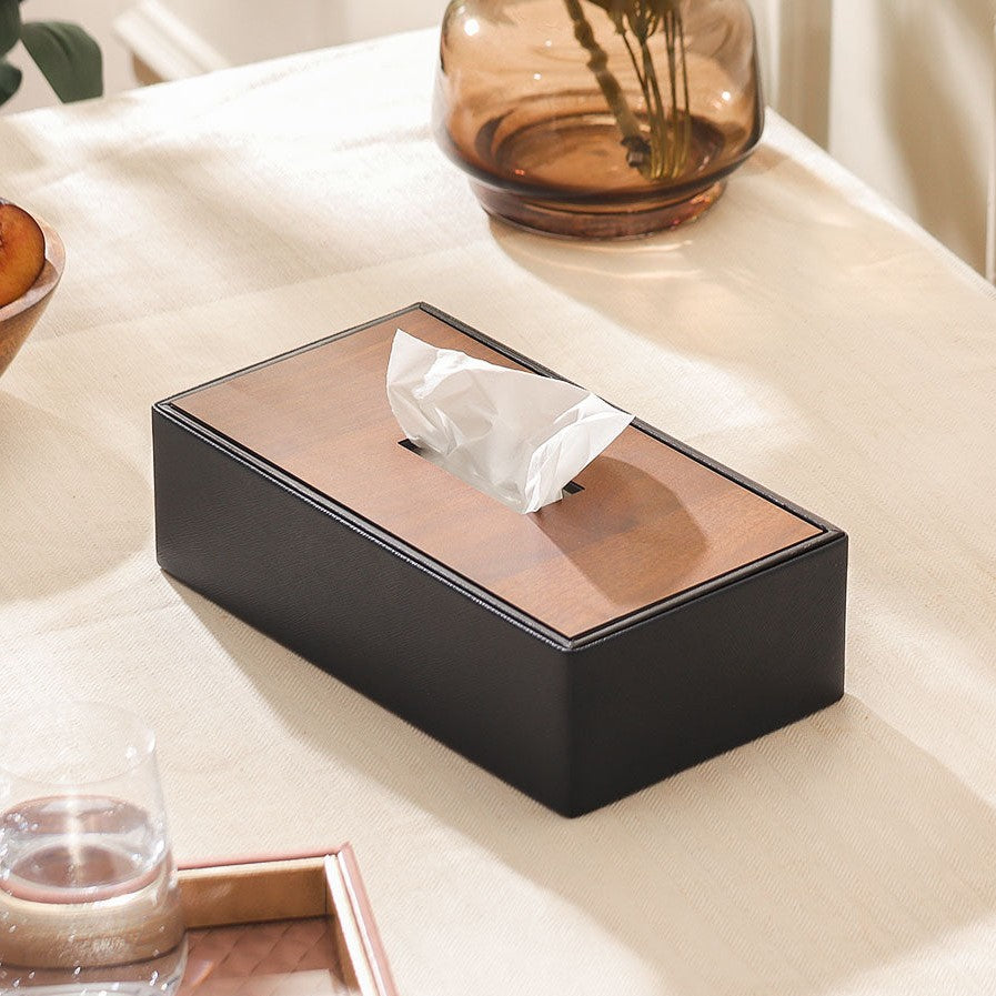 Tavo Tissue Box Holder - Navy Wood