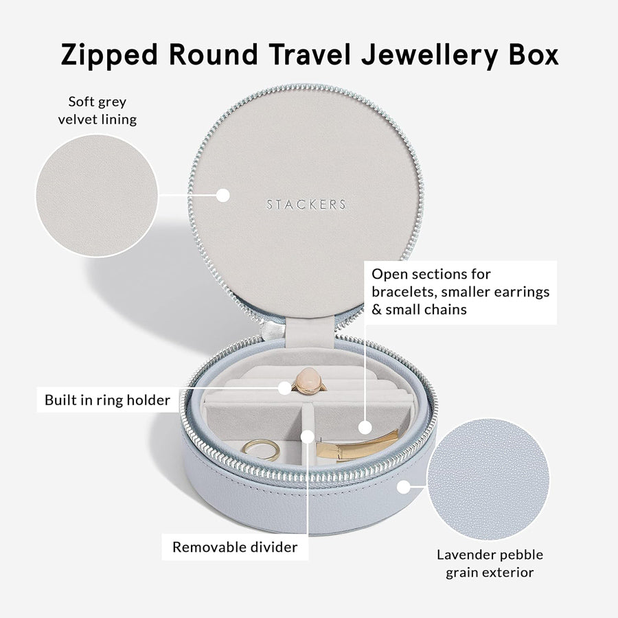 Travel Jewellery Box Round - Lavender