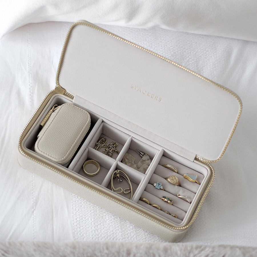 Travel Jewellery Pouch Duo Oatmeal