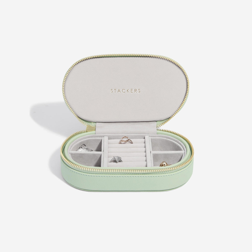 Travel Jewellery Pouch Oval - Sage Green