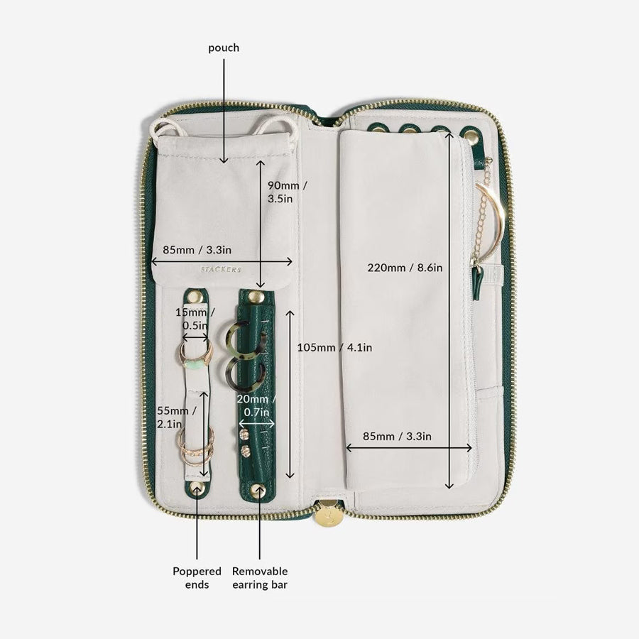 Travel Jewellery Roll Medium - Forest Green