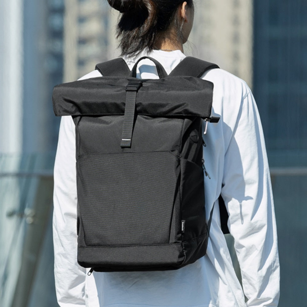 Inateck Travel Roll Top Backpack Black Modern Quests