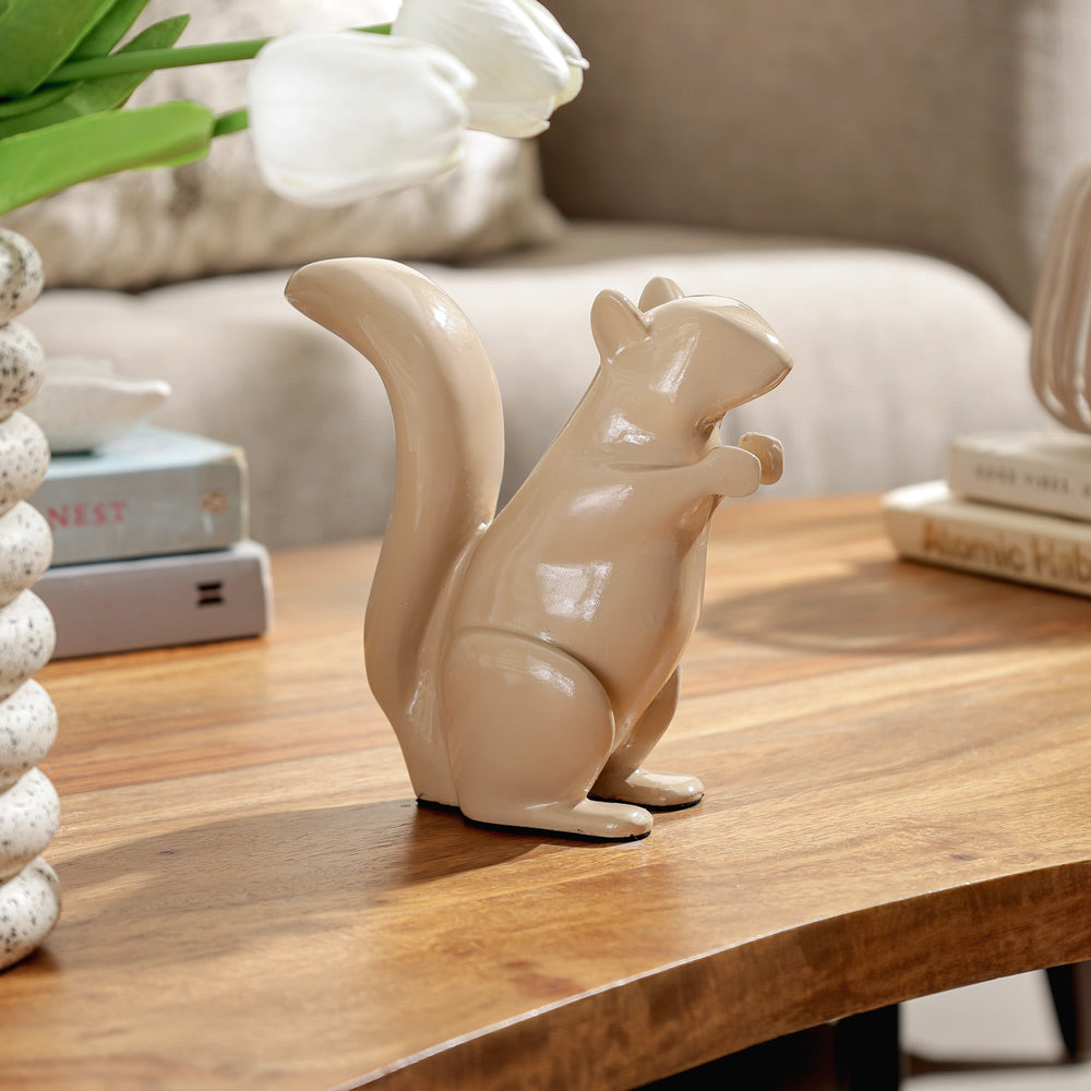 Tree Squirrel Sculpture Small - Taupe
