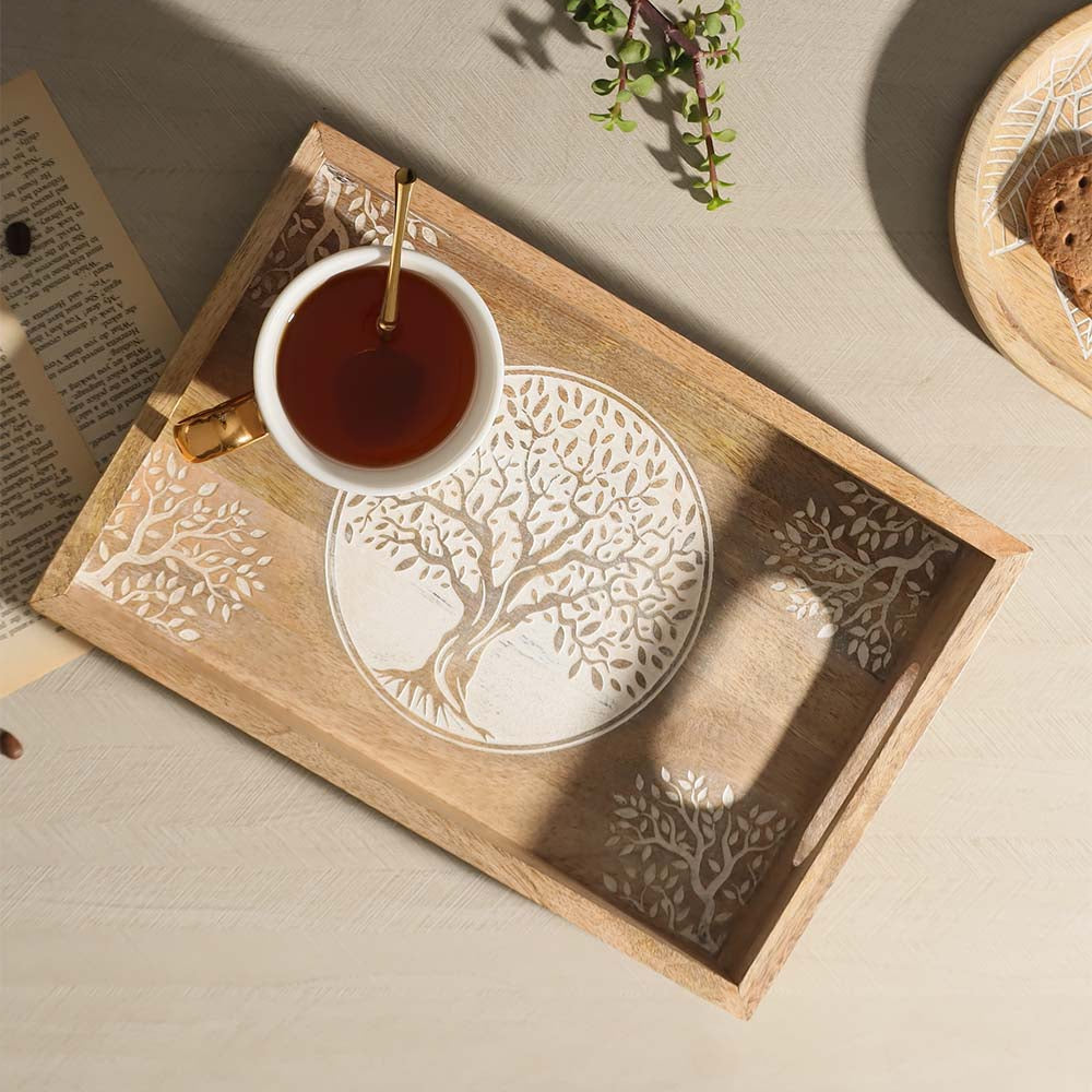 Tree Wooden Serving Tray Medium - Aspen White