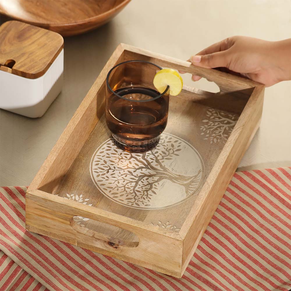 Tree Wooden Serving Tray Medium - Aspen White