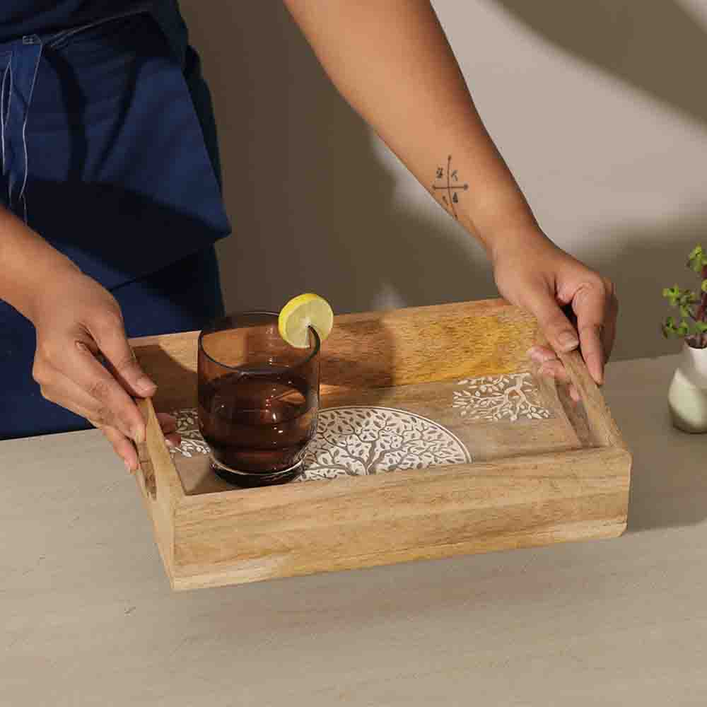 Tree Wooden Serving Tray Medium - Aspen White