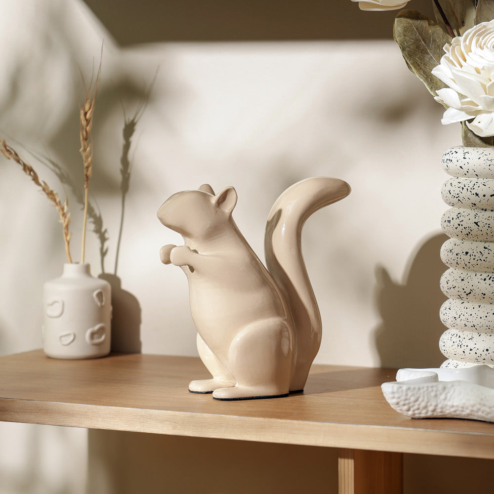 Tree Squirrel Sculpture Small - Taupe