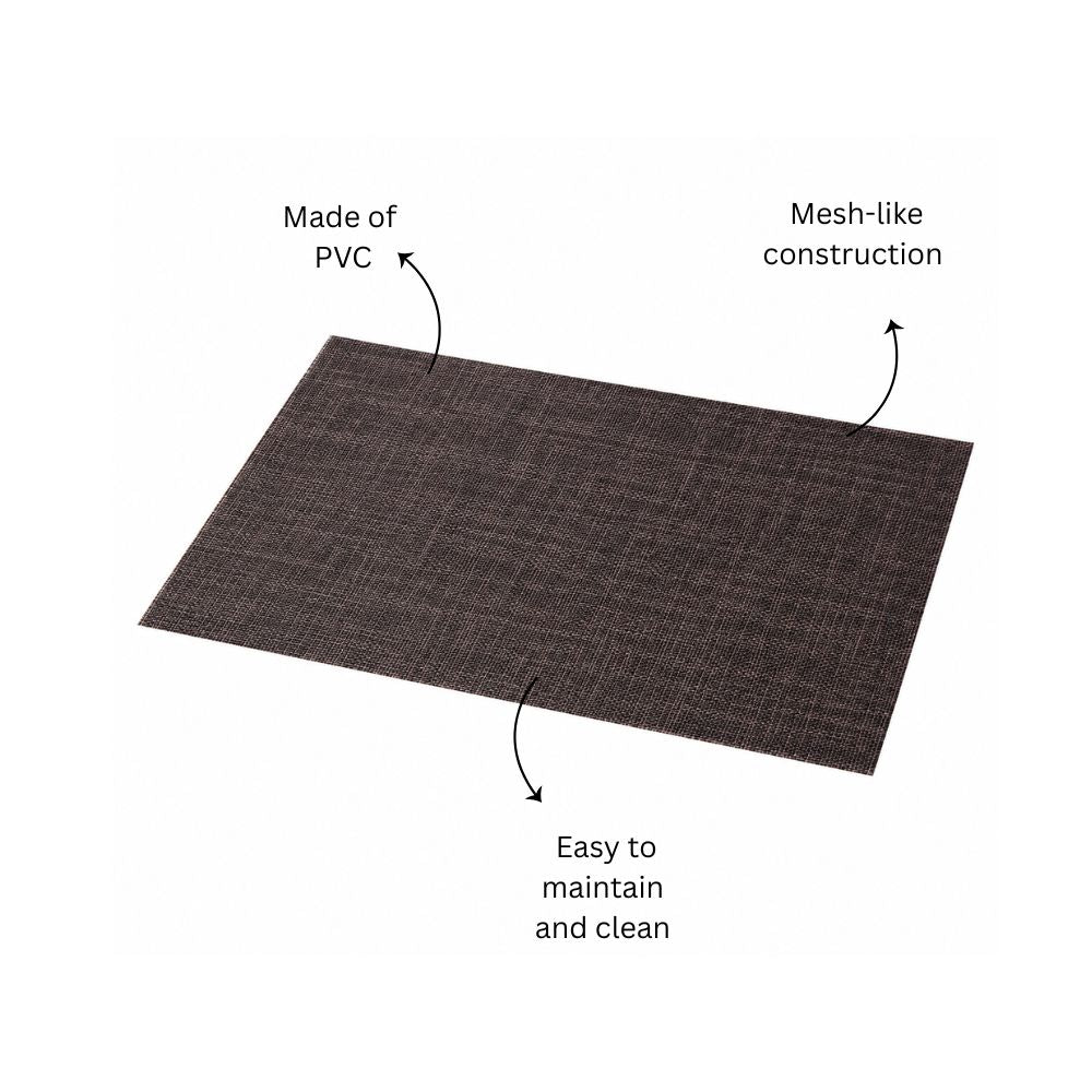 Trellis Mesh Rectangular Placemats, Set of 4 - Charcoal
