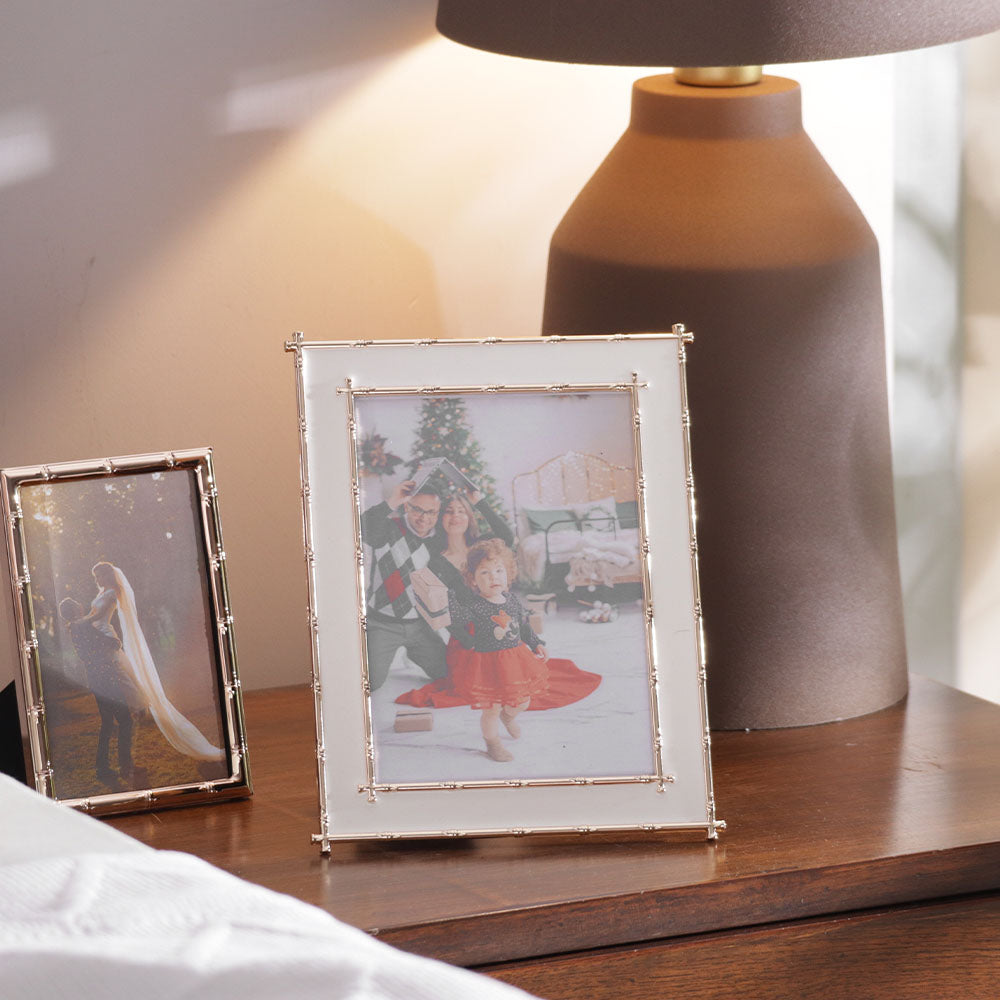 Tress Photo Frame Large - White Gold