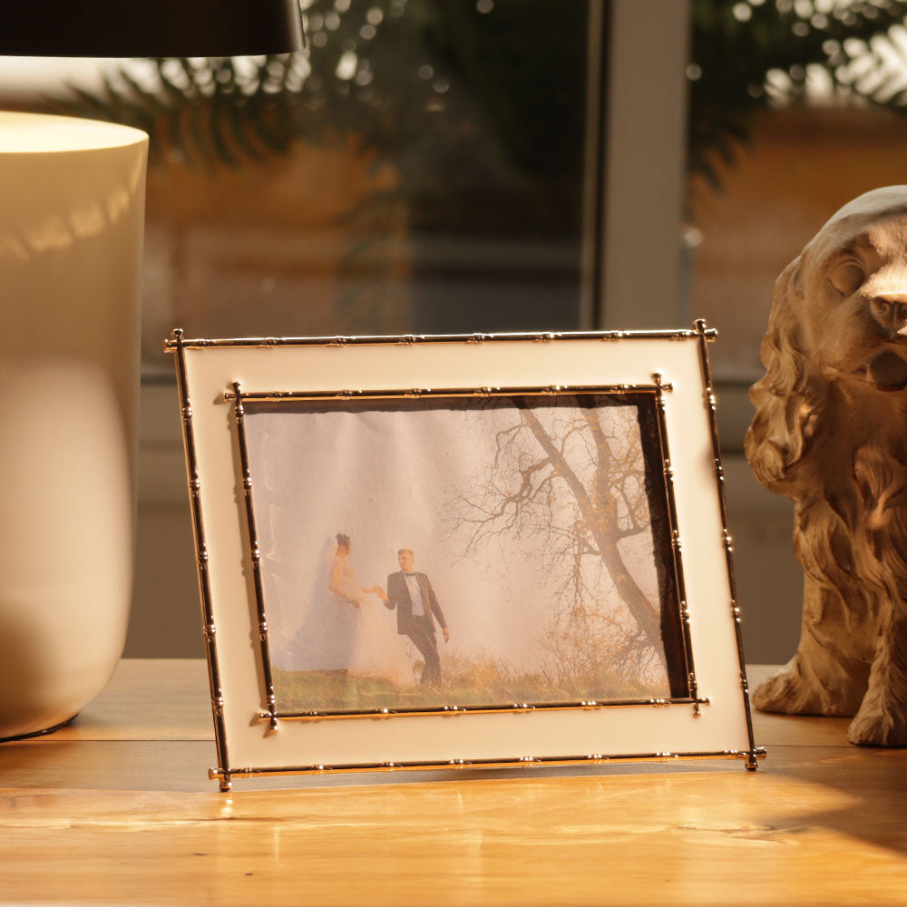 Tress Photo Frame Large - White Gold