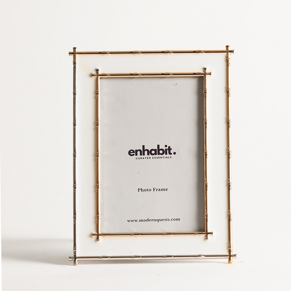 Tress Photo Frame Medium - White Gold