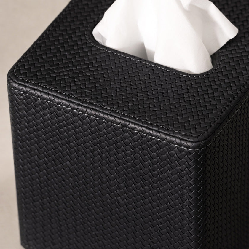 Trey Square Tissue Box Holder - Black