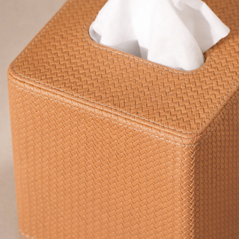 Trey Square Tissue Box Holder - Tan