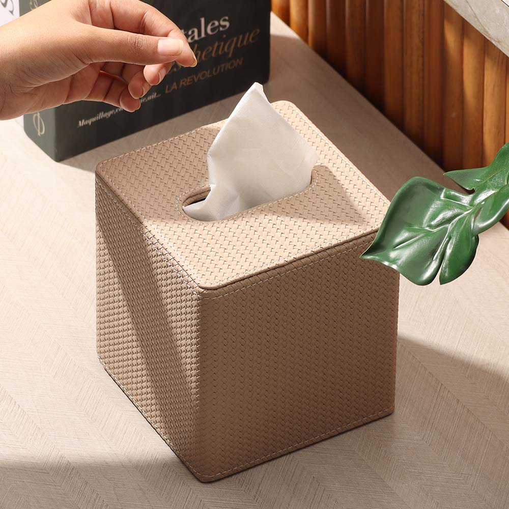 Trey Square Tissue Box Holder - Greige