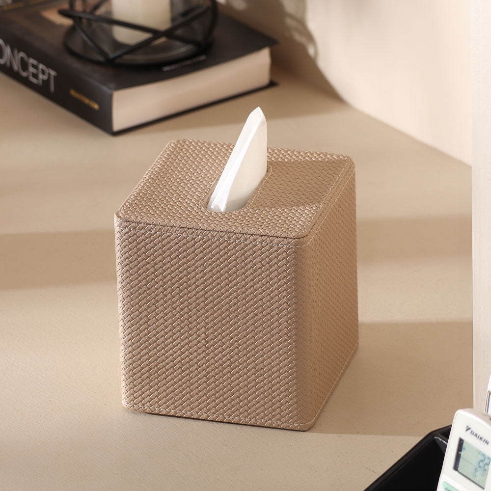 Trey Square Tissue Box Holder - Greige