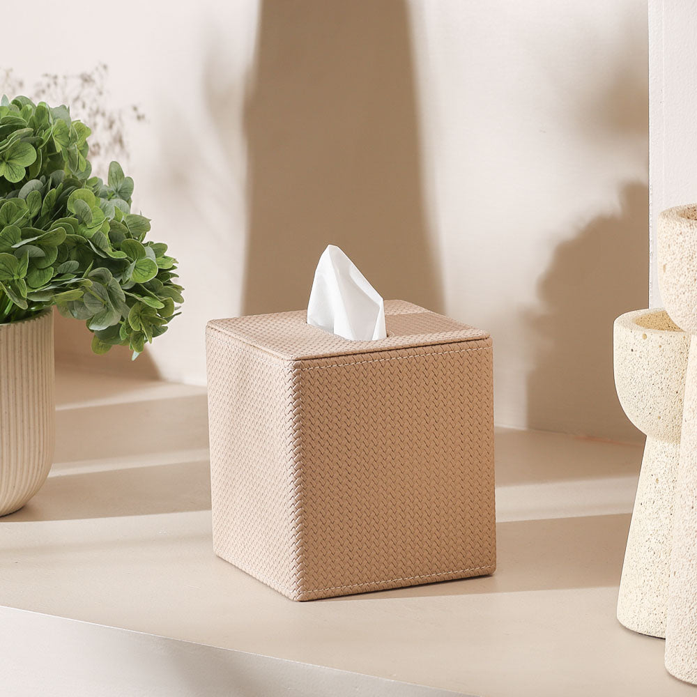 Trey Square Tissue Box Holder - Greige