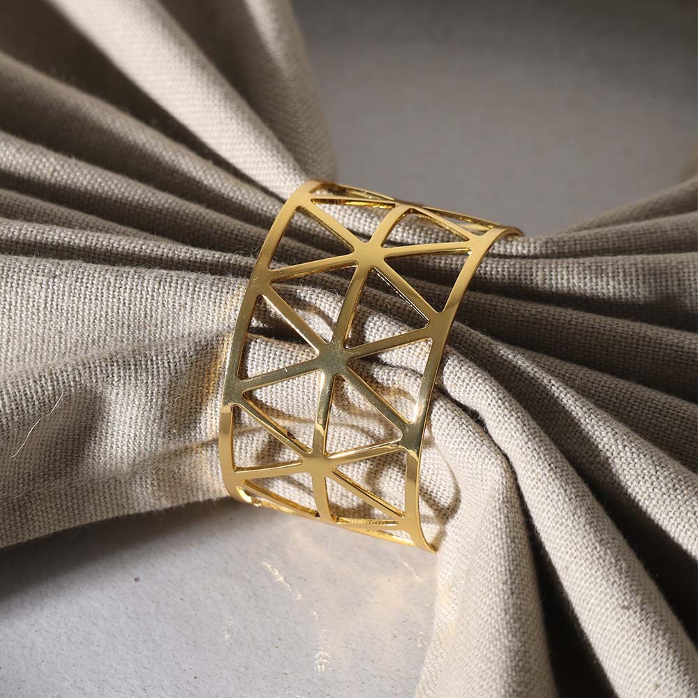 Triangles Napkin Rings, Set of 6 - Gold