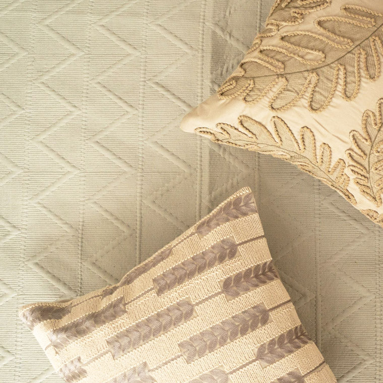 Trigon Cotton Reversible Bedspread - Dark Grey & Sage Green