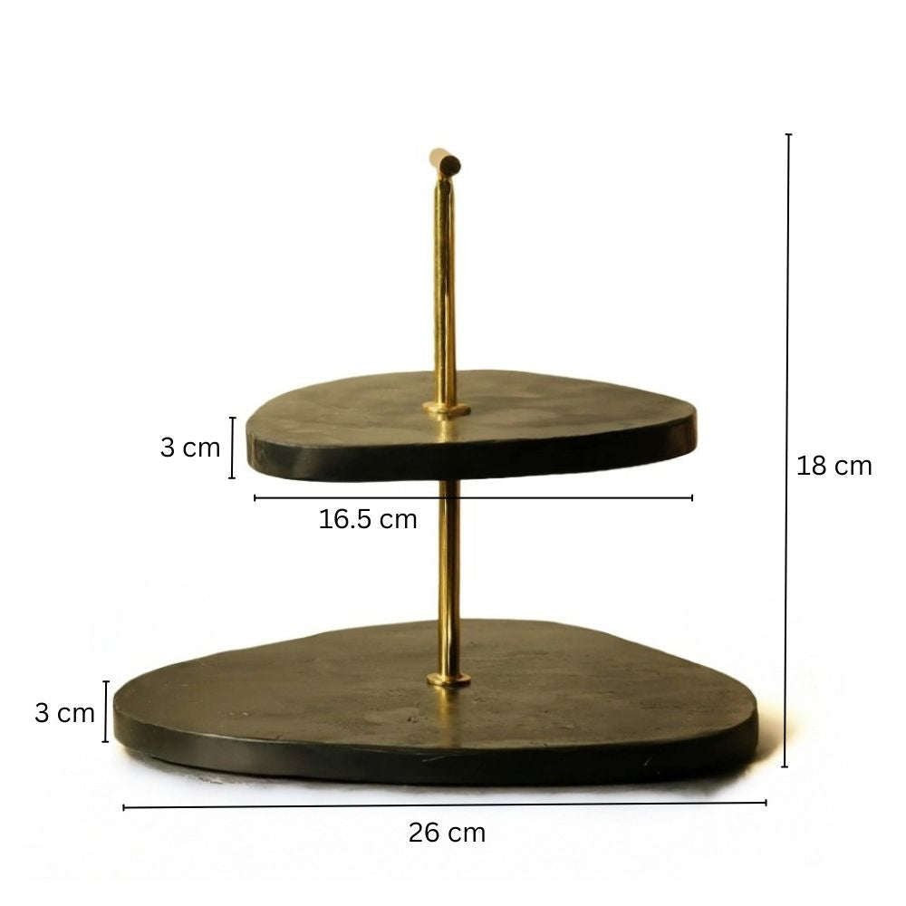 Trigon Two-Tier Marble Stand - Black