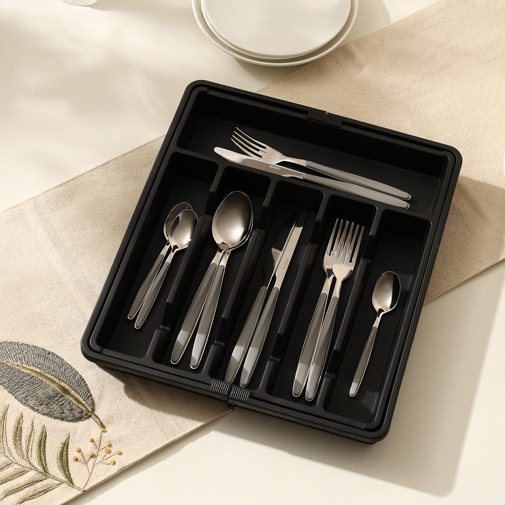Trim Expandable Cutlery Tray Large - Black