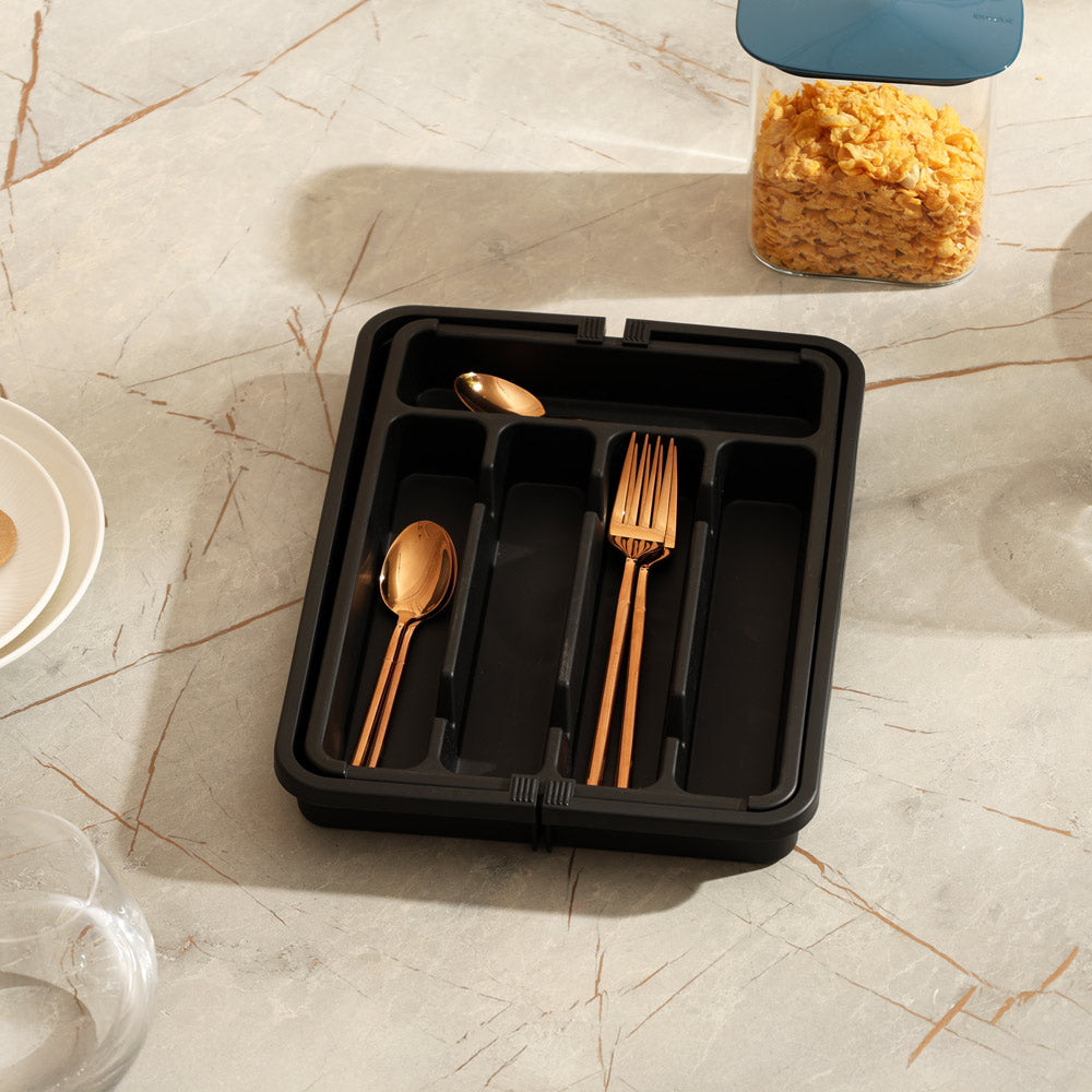 Trim Expandable Cutlery Tray Medium - Black