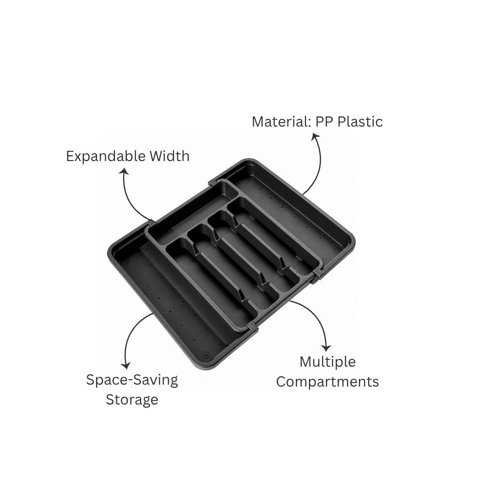 Trim Expandable Cutlery Tray Medium - Black