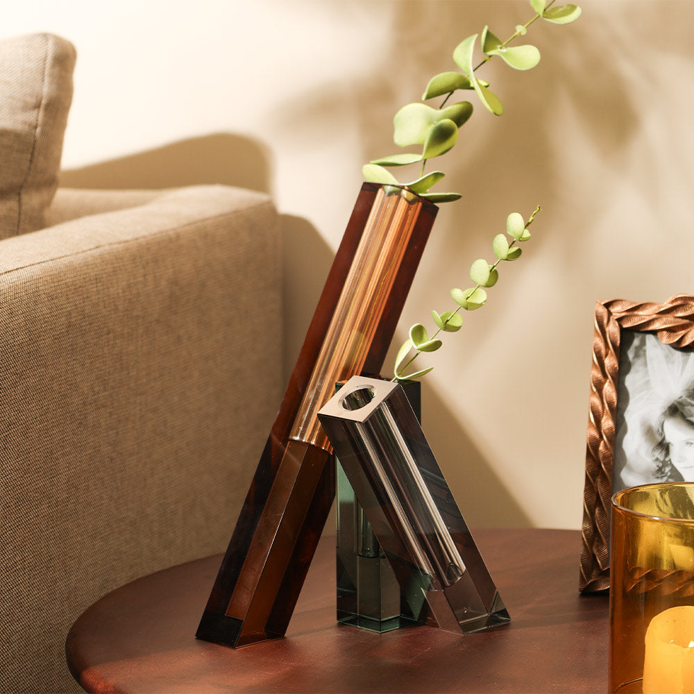 Trio Crystal Vase - Smoke Turquoise Amber