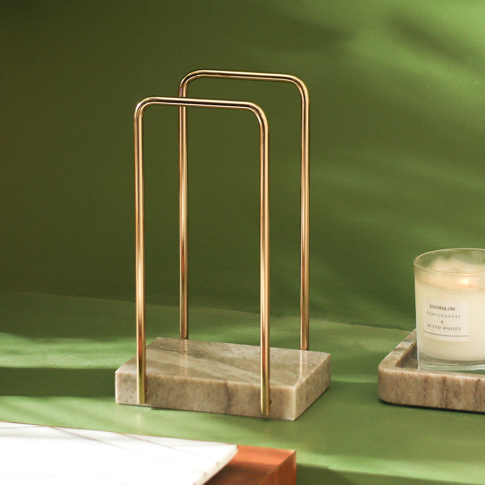 Trisk Hand Towels Stand with Marble Base - Desert Gold