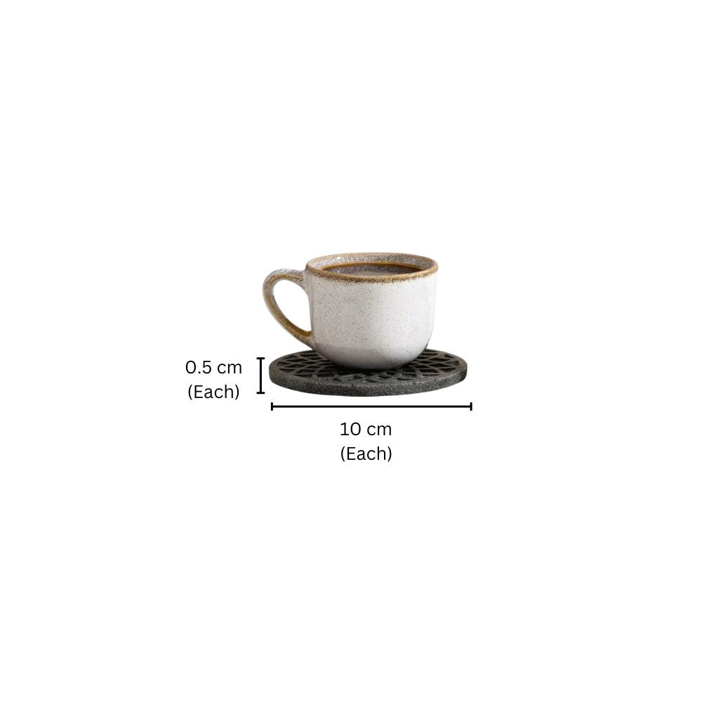 Trobe Round Coasters, Set of 4 - Speckled Grey