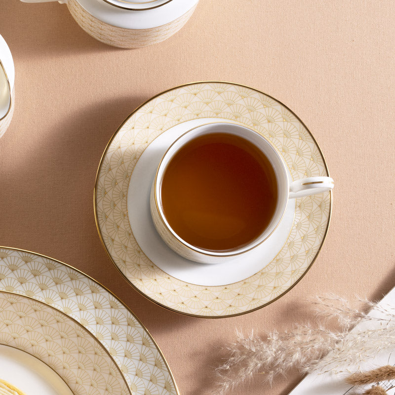 Trocadero 12-piece Porcelain Tea Set - Gold