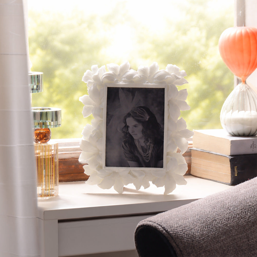 Tropical Flowers Photo Frame Medium - Stone White