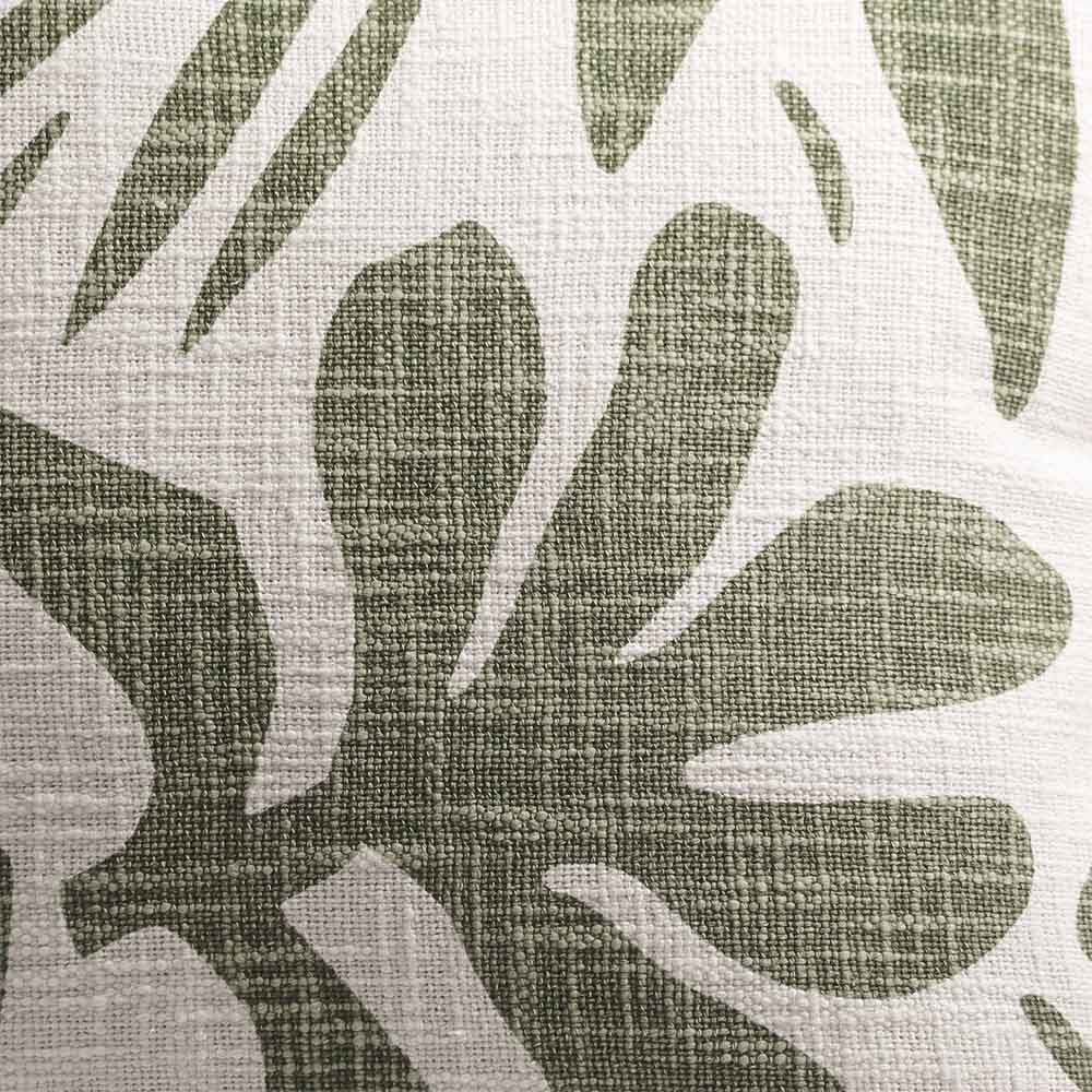 Tropical Printed Cotton Cushion Cover 45x45cm - Green White