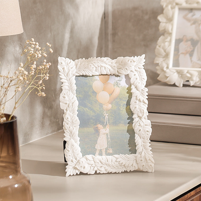 Tropical Leaves Photo Frame Large - Stone White
