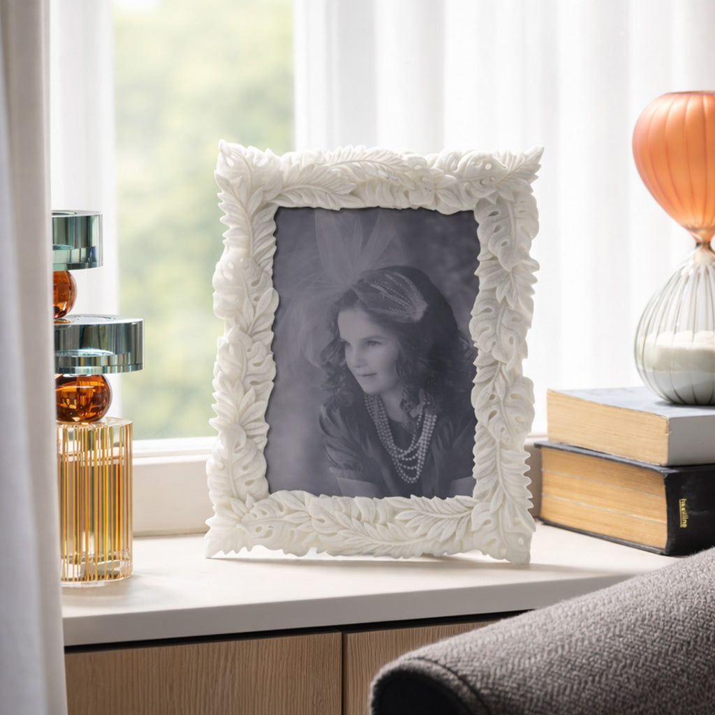 Tropical Leaves Photo Frame Large - Stone White