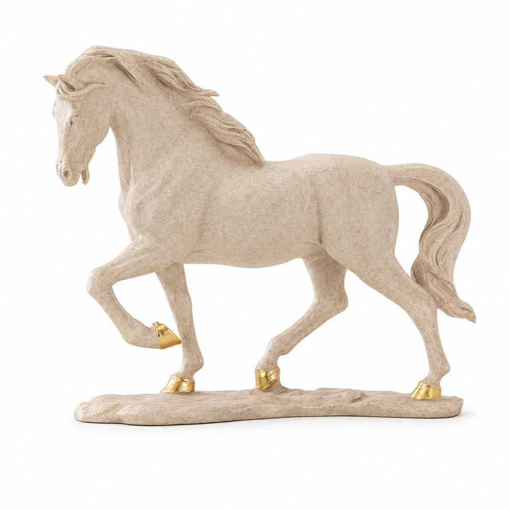 Trotting Horse Sculpture Medium - Beige Gold