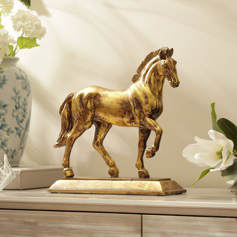 Trotting Horse Decorative Sculpture - Gold