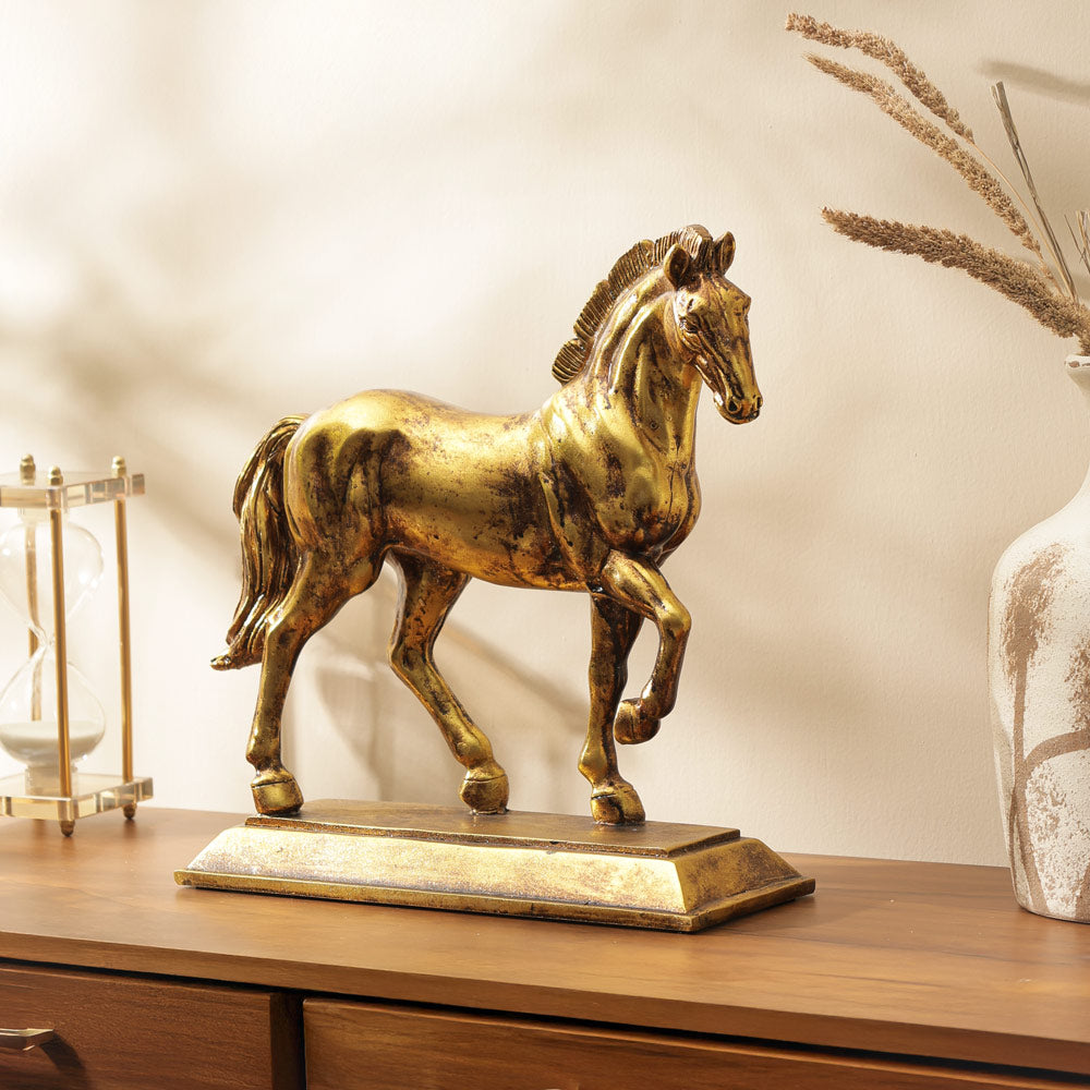 Trotting Horse Decorative Sculpture - Gold