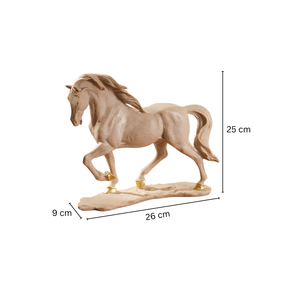 Trotting Horse Sculpture Medium - Beige Gold