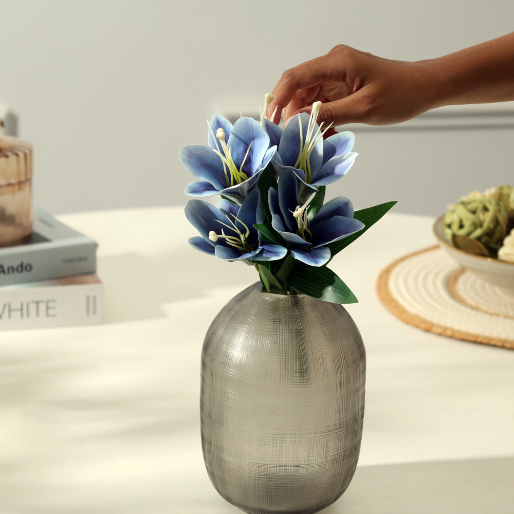 Trumpet Lily Faux Stem, Set of 2 - Dark Blue