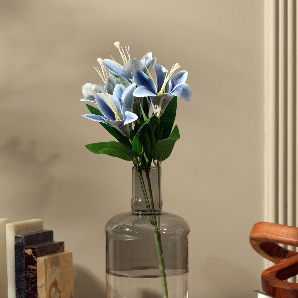 Trumpet Lily Faux Stem, Set of 2 - Dark Blue