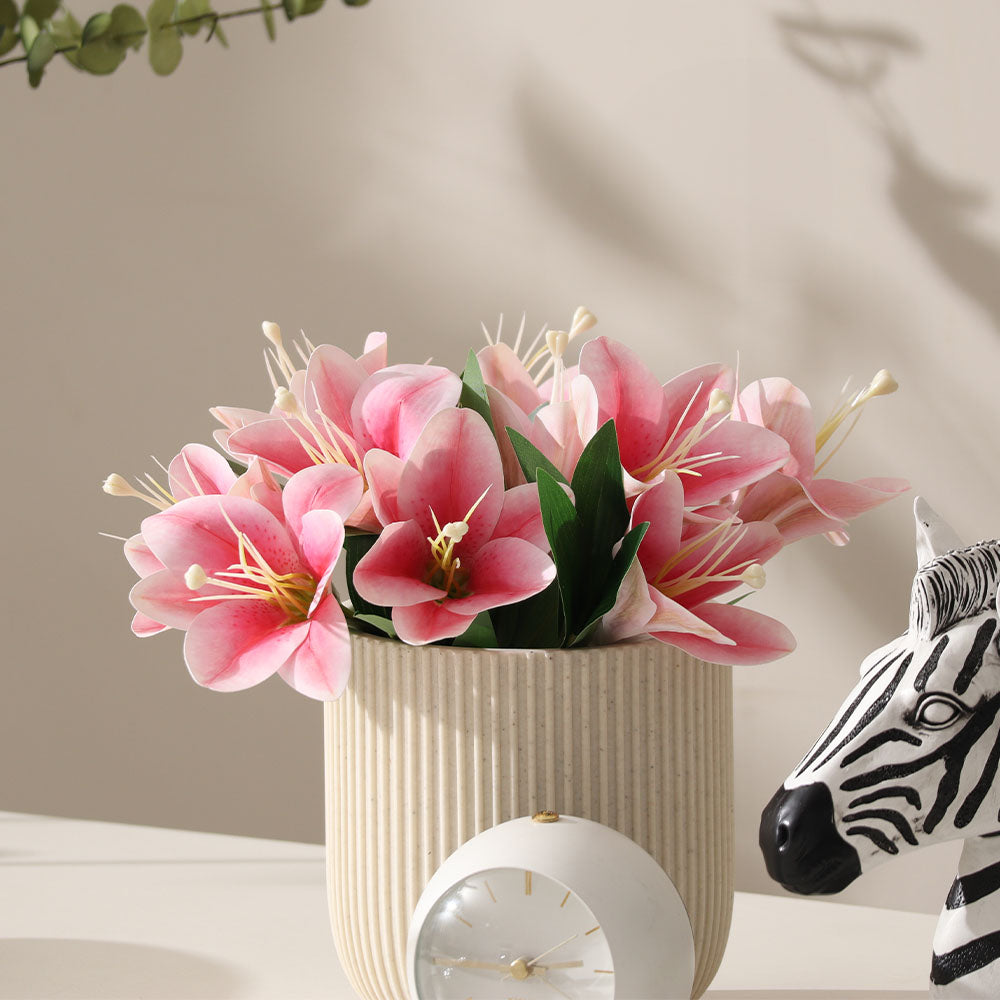 Trumpet Lily Faux Stem, Set of 2 - Dappled Pink