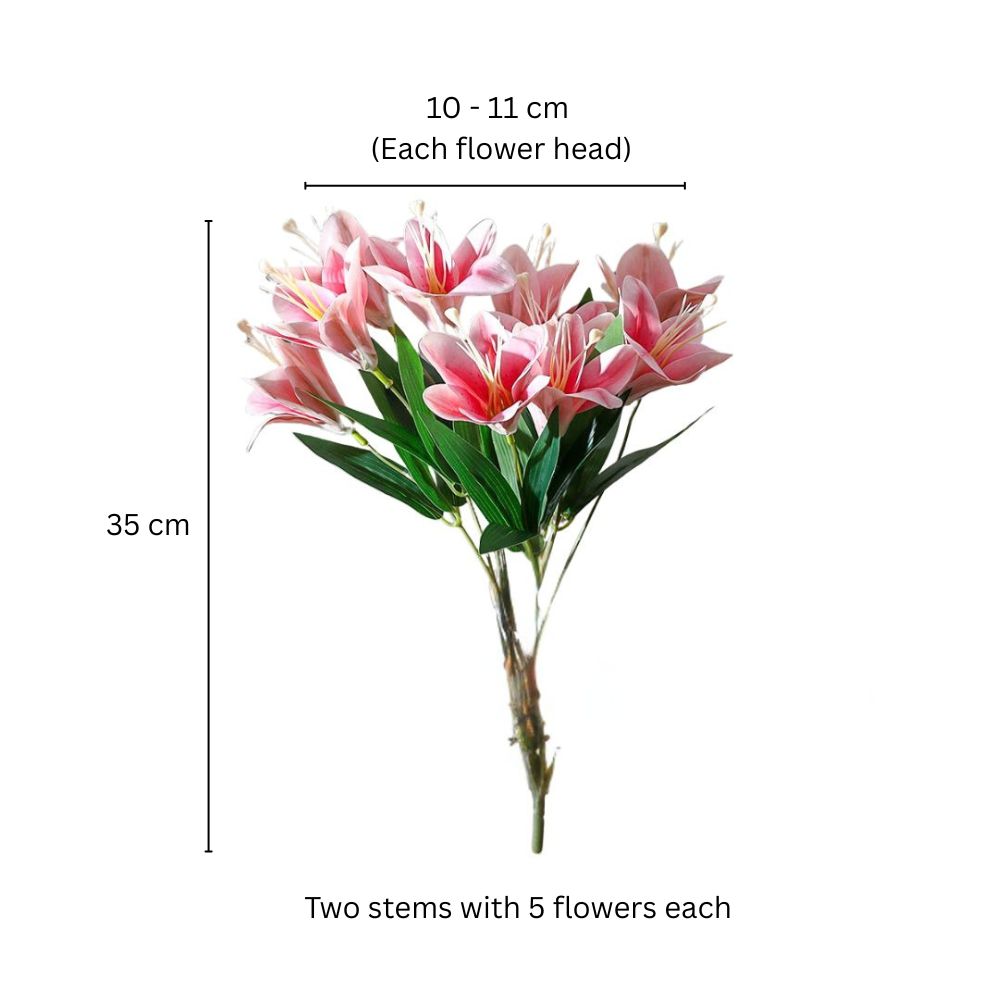 Trumpet Lily Faux Stem, Set of 2 - Dappled Pink