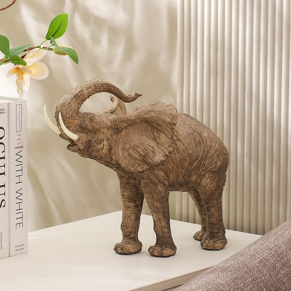 Trumpeting Elephant Sculpture Large - Brown