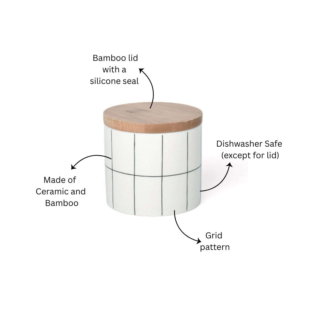 Tuile Ceramic Storage Jar Small - Check White