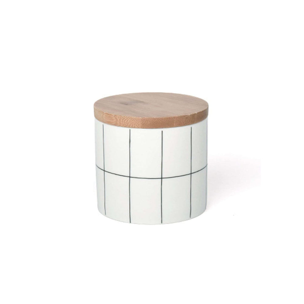Tuile Ceramic Storage Jar Small - Check White