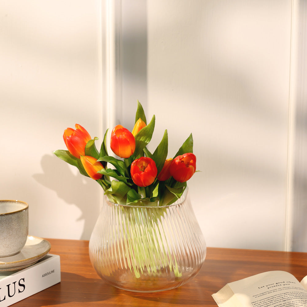 Tulip Faux Bunch - Sunset Orange