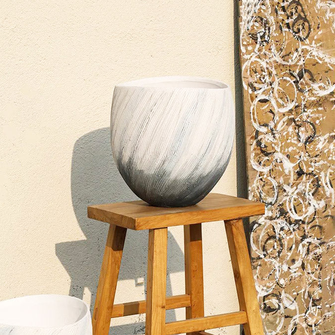 Tulip Handpainted Ceramic Vase Large - Monochrome