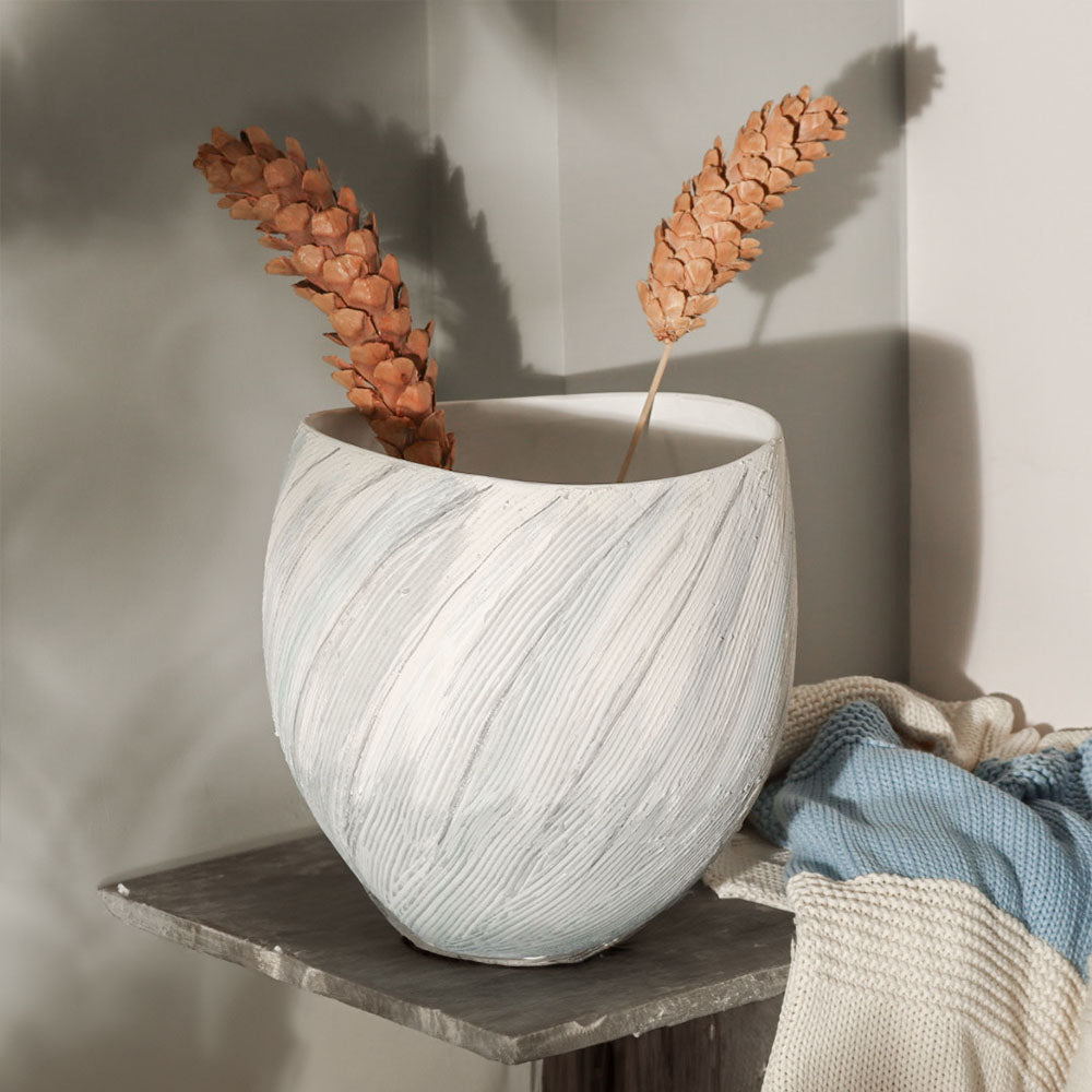 Tulip Handpainted Ceramic Vase Large - Monochrome