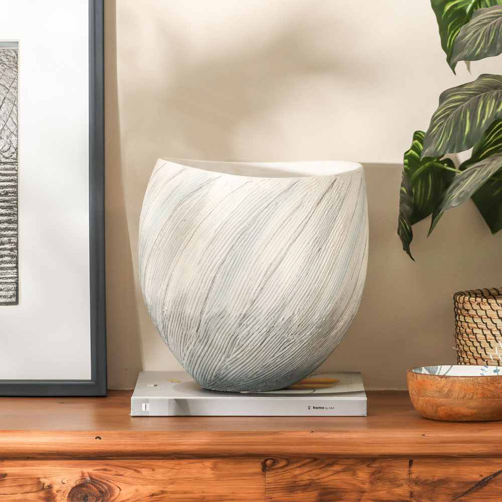 Tulip Handpainted Ceramic Vase Large - Monochrome