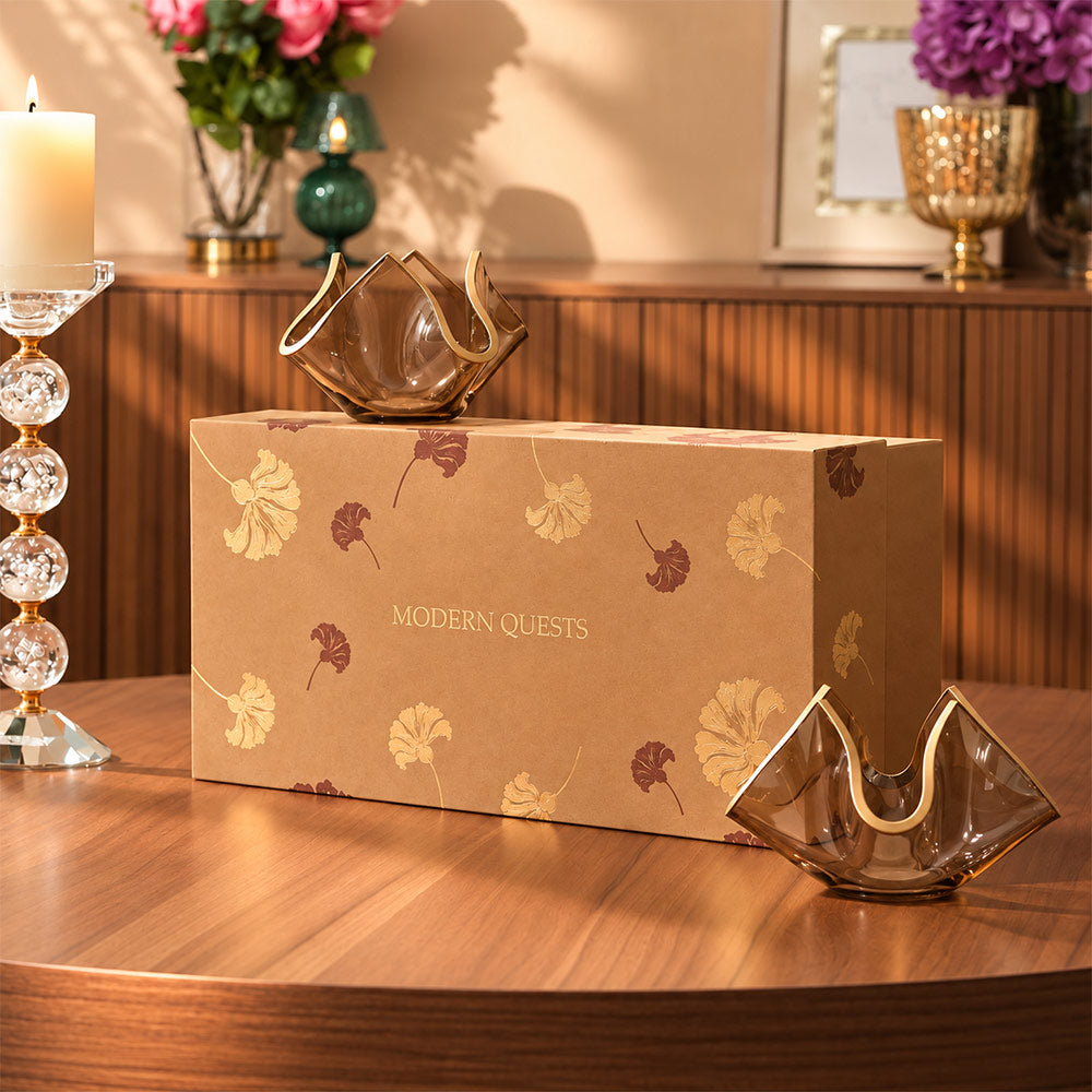 Tulipe Candle Holder 2-piece Gift Set - Brown